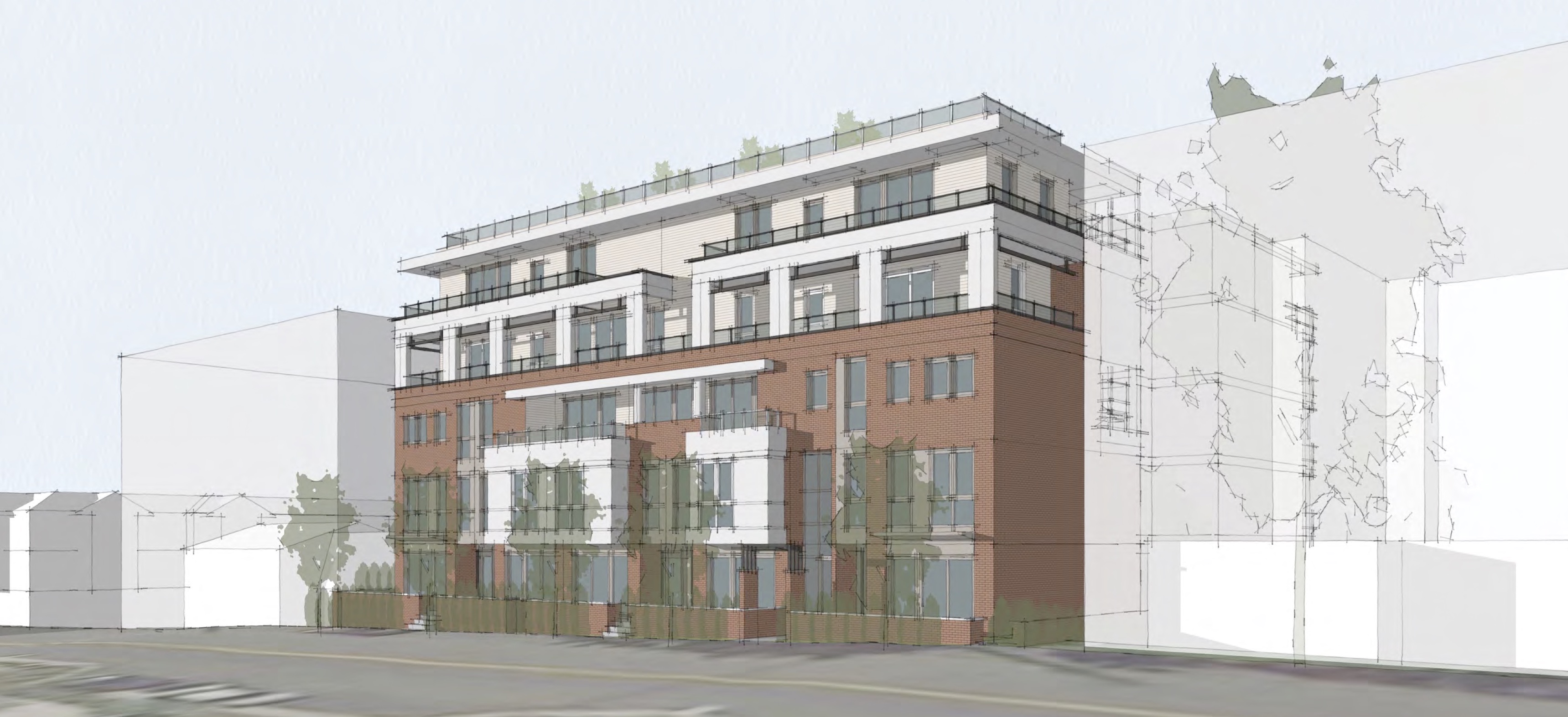 Architectural sketch of Driftwood Village Cohousing